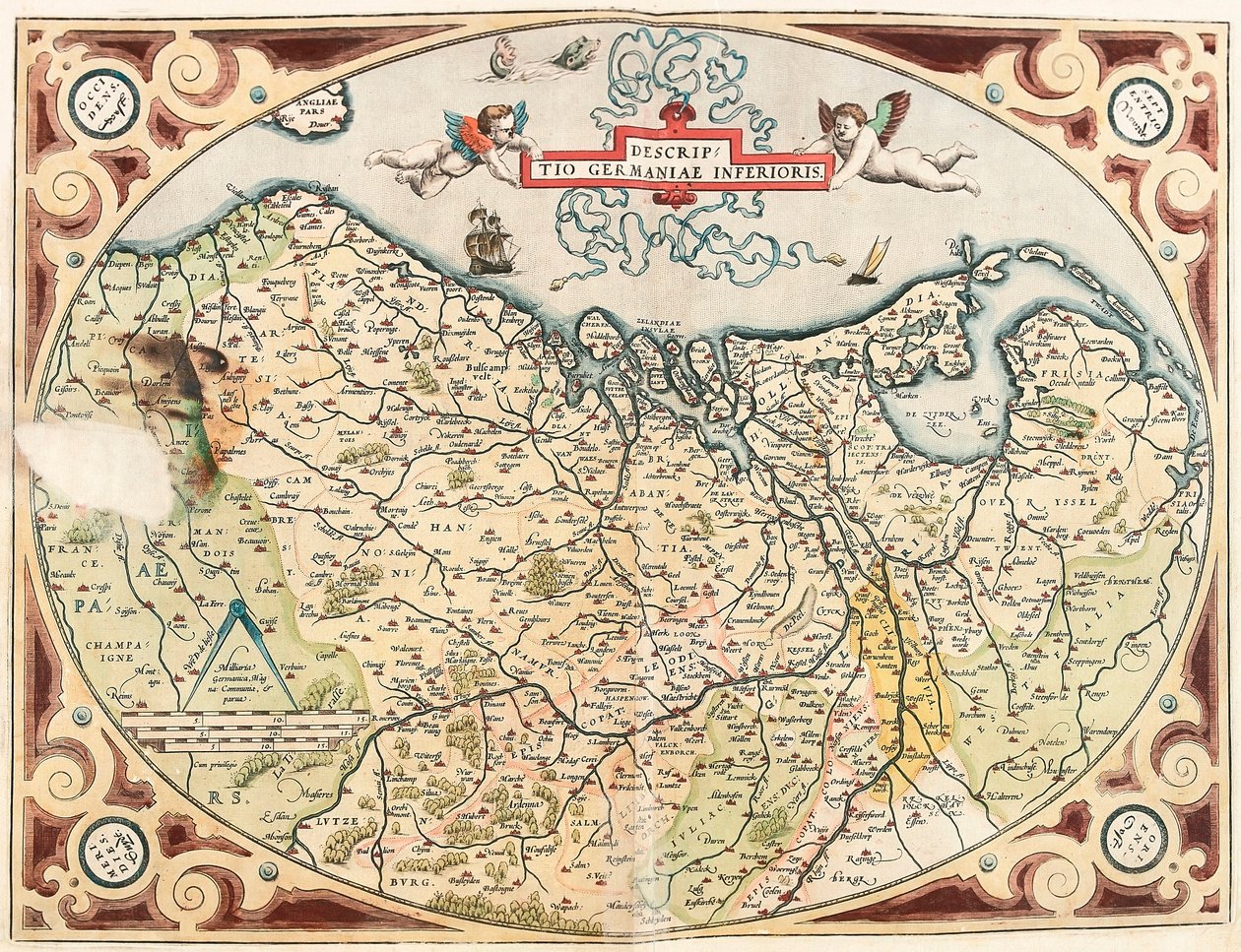 Descriptio Germaniae Inferioris Geography map of the territory of the Netherlands Germanic from 