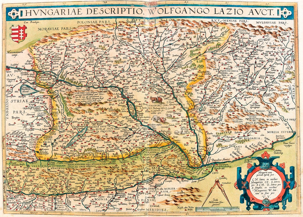 Geography map of the territory of Hungary from 