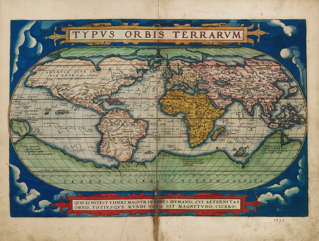 Image of the globe of the world by Abraham Ortelius