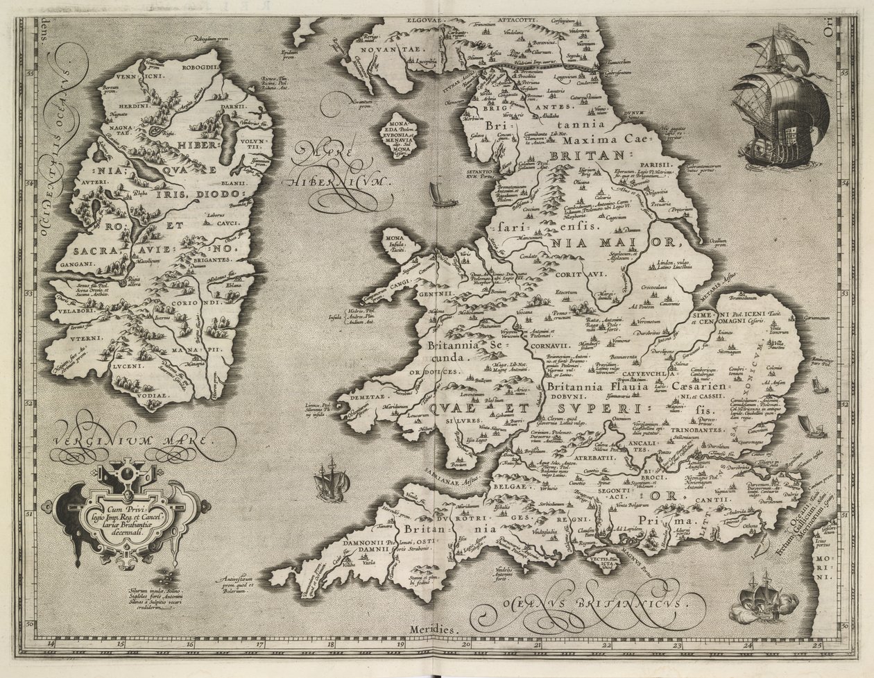 Map of England, Wales and Ireland, Theatrum Orbis Terrarum by Abraham Ortelius by Abraham Ortelius