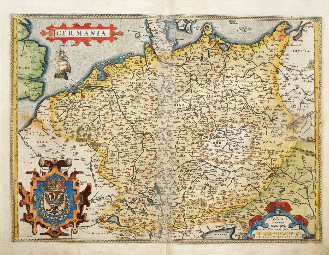 Map of Germany, from Theatrum Orbis Terrarum by Abraham Ortelius