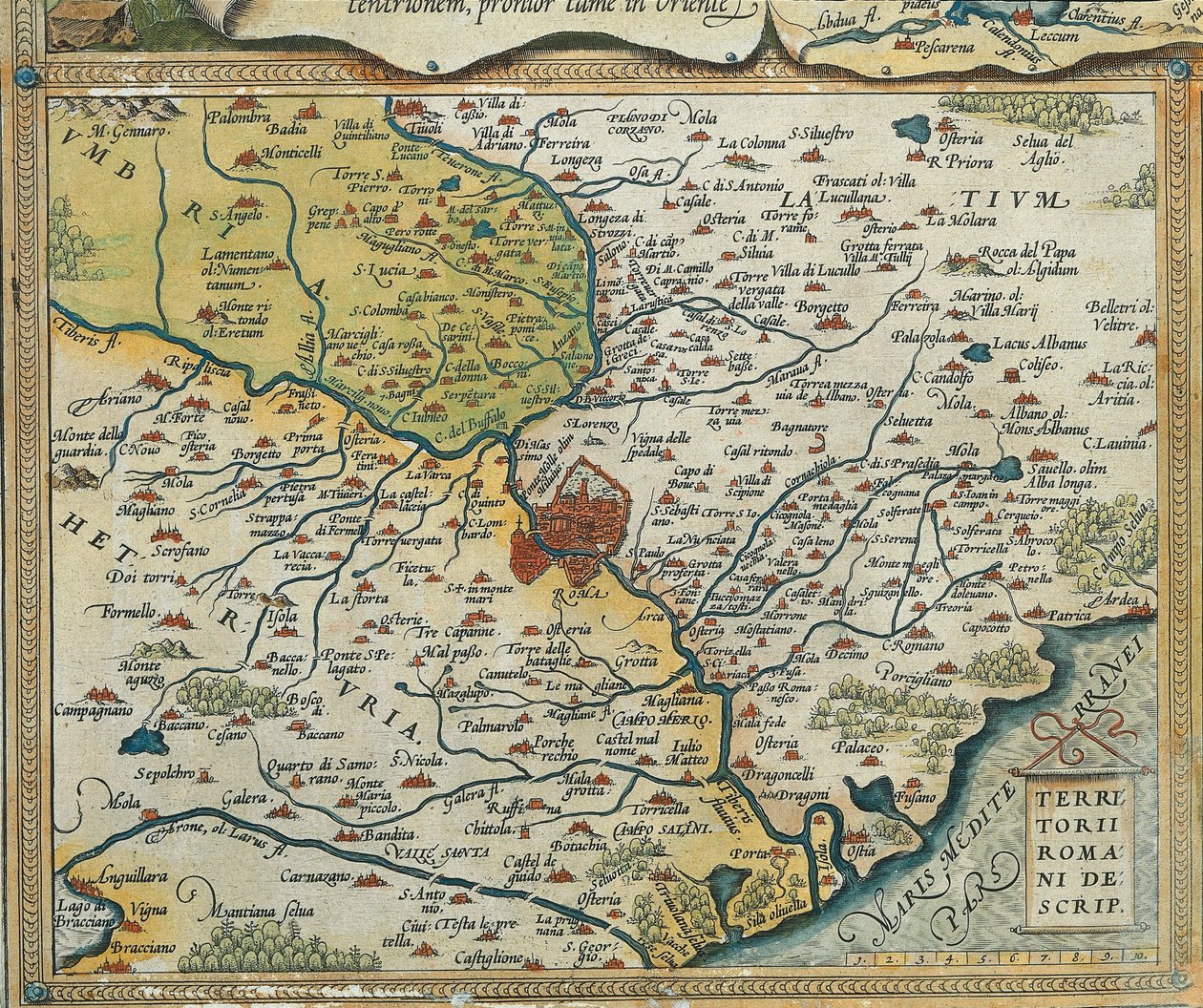 Map of Lazio Region, from Theatrum Orbis Terrarum by Abraham Ortelius