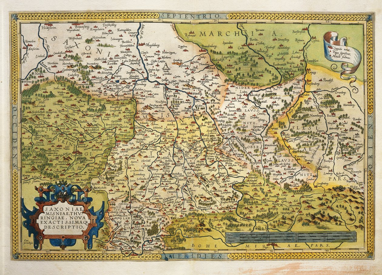 Map of Saxony, from Theatrum Orbis Terrarum by Abraham Ortelius