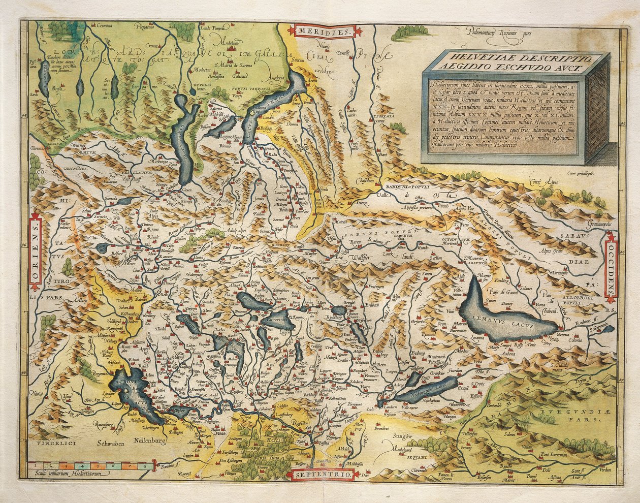 Map of Switzerland, from Theatrum Orbis Terrarum by Abraham Ortelius