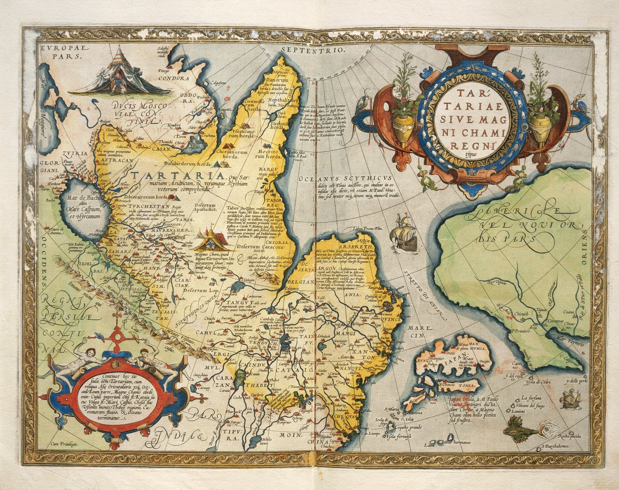 Map of Tartary, Northern-Central Asia, from Theatrum Orbis Terrarum by Abraham Ortelius