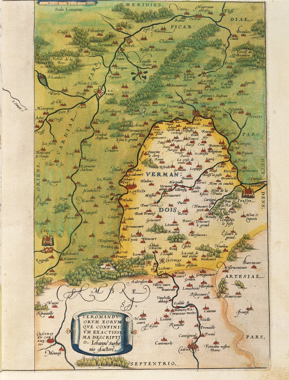 Map of Vermandois, from Theatrum Orbis Terrarum by Abraham Ortelius by Abraham Ortelius