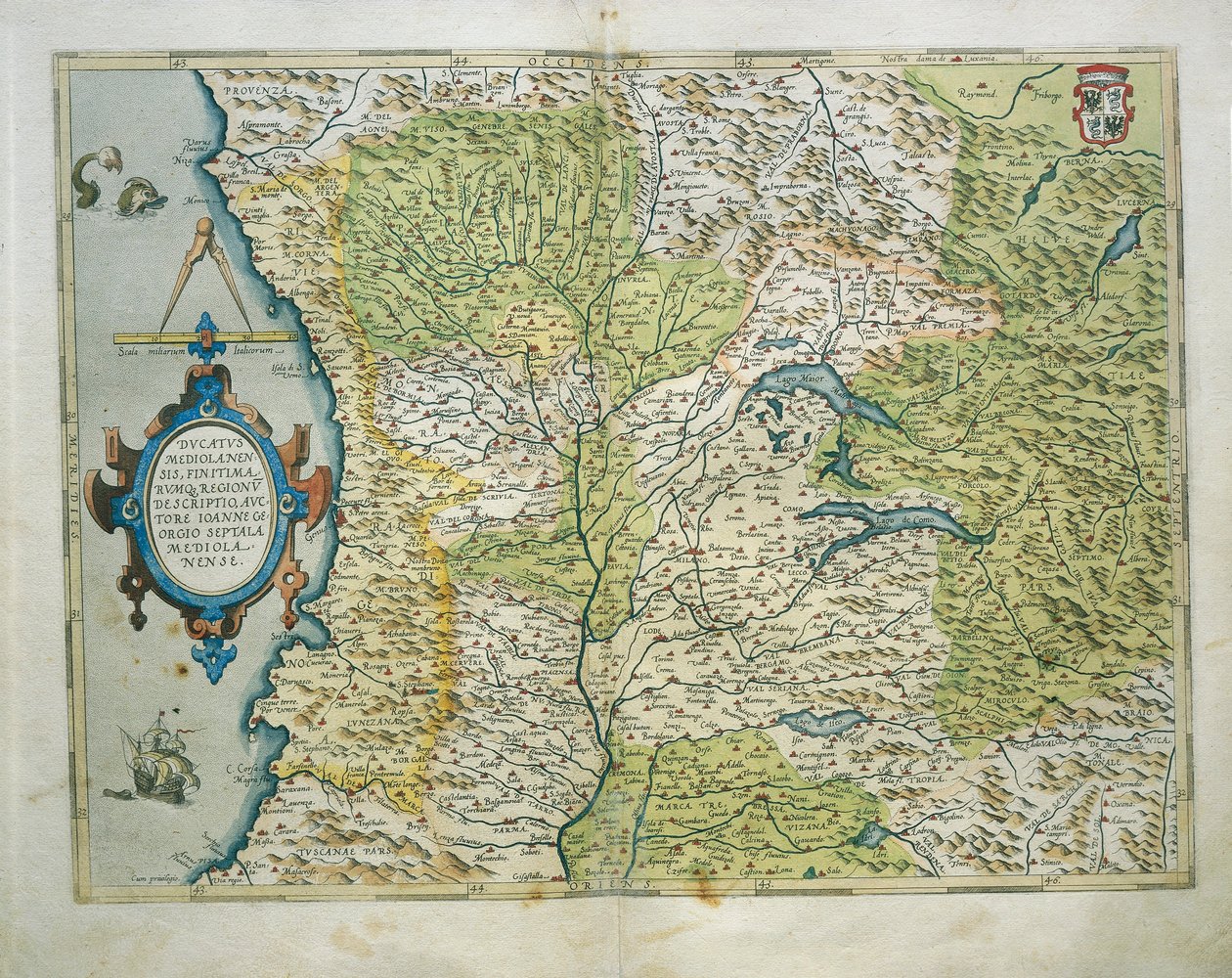 Map of the Duchy of Milan, Italy, from Theatrum Orbis Terrarum by Abraham Ortelius by Abraham Ortelius