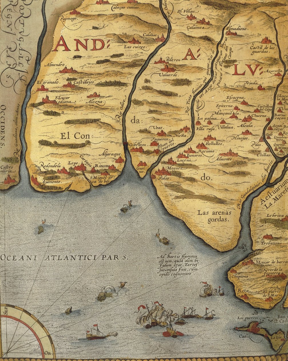 Port of Palos in Andalusia, from Theatrum Orbis Terrarum by Abraham Ortelius by Abraham Ortelius