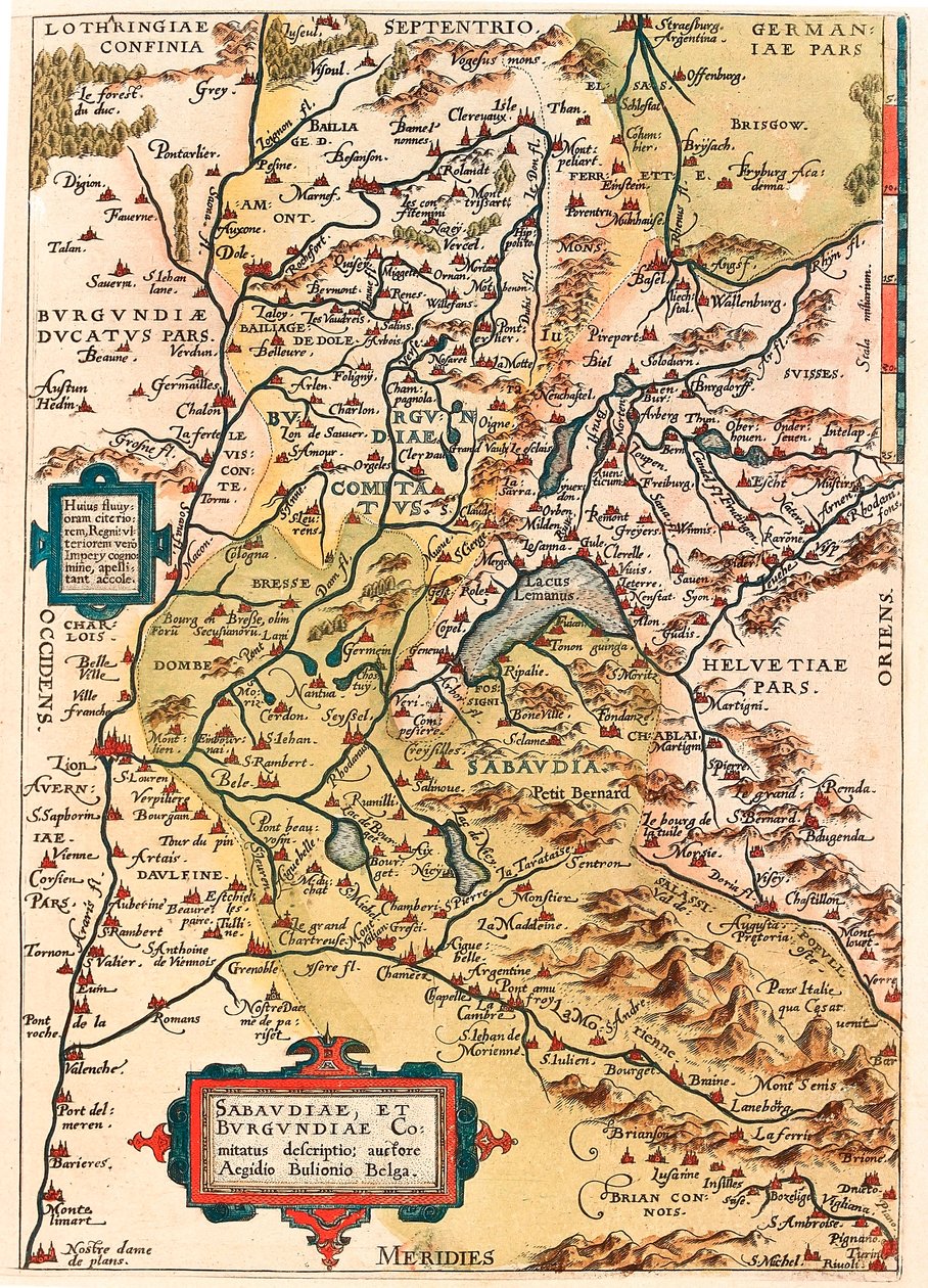 Geography Map of the Territory of Burgundy and Savoy from 