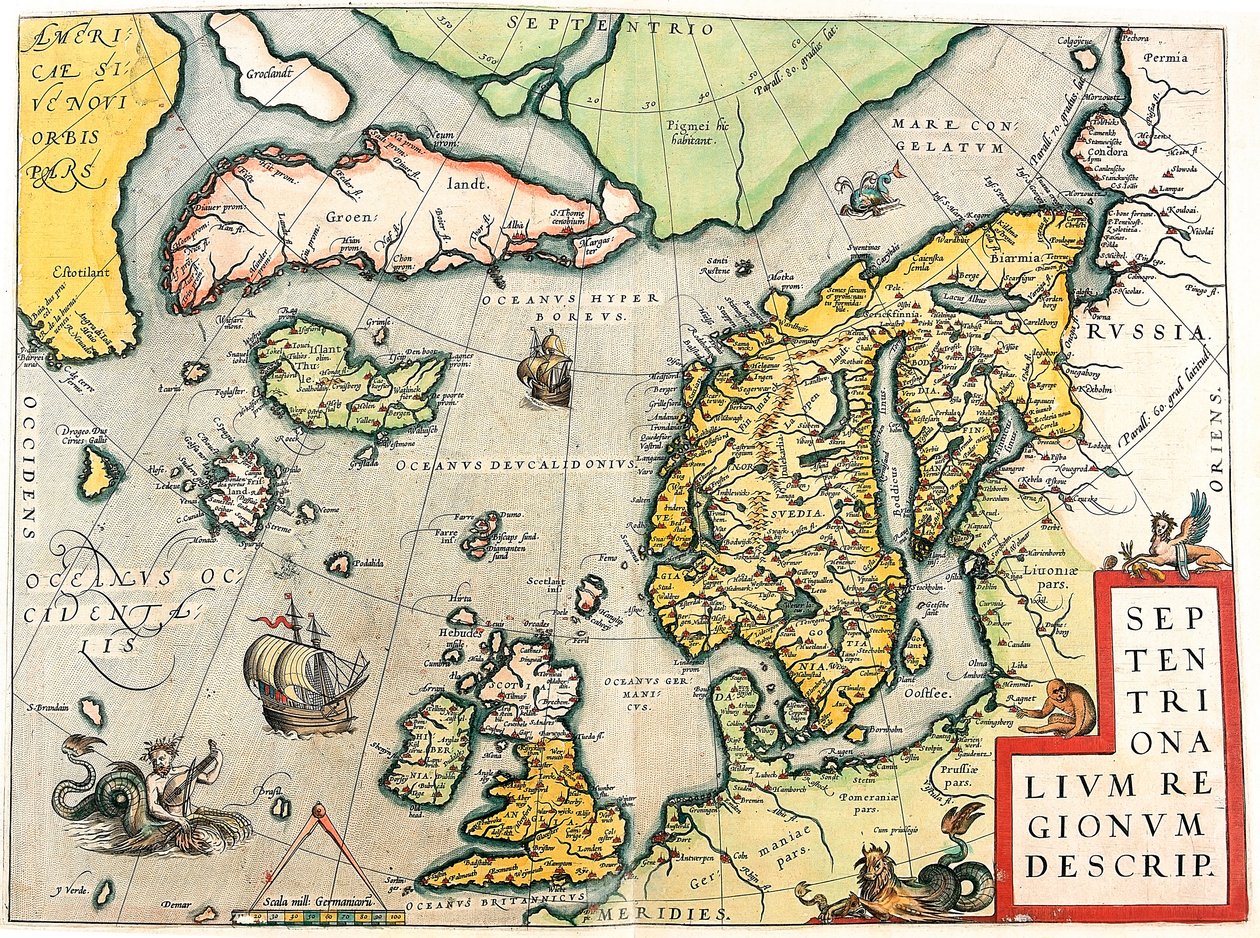 Geography map of Scandinavia and Northern Europe from 