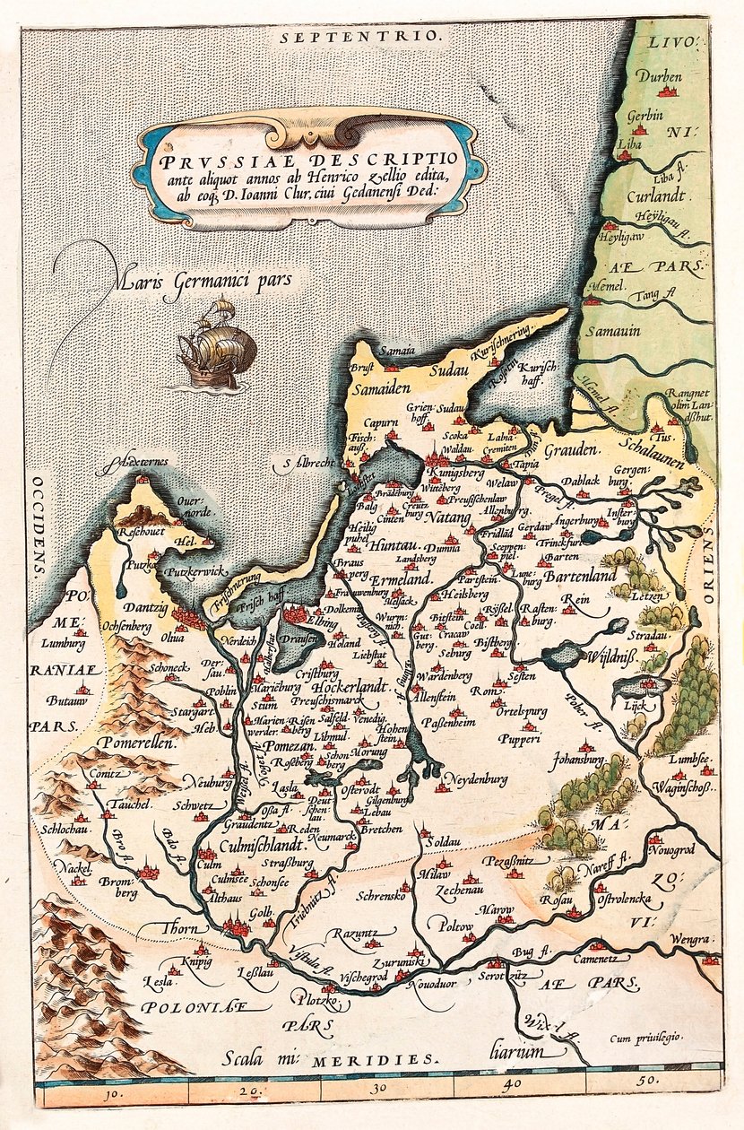 Geography Map of the Territory in Northern Poland with the City of Dantzig from 