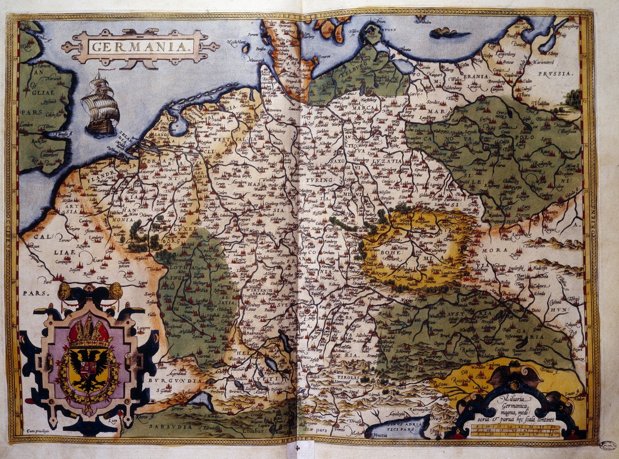 View of Prussia. Plate from an edition of “Theatrum Orbis Terrarum” by cartographer Abraham Ortelius (1527-1598) by Abraham Ortelius