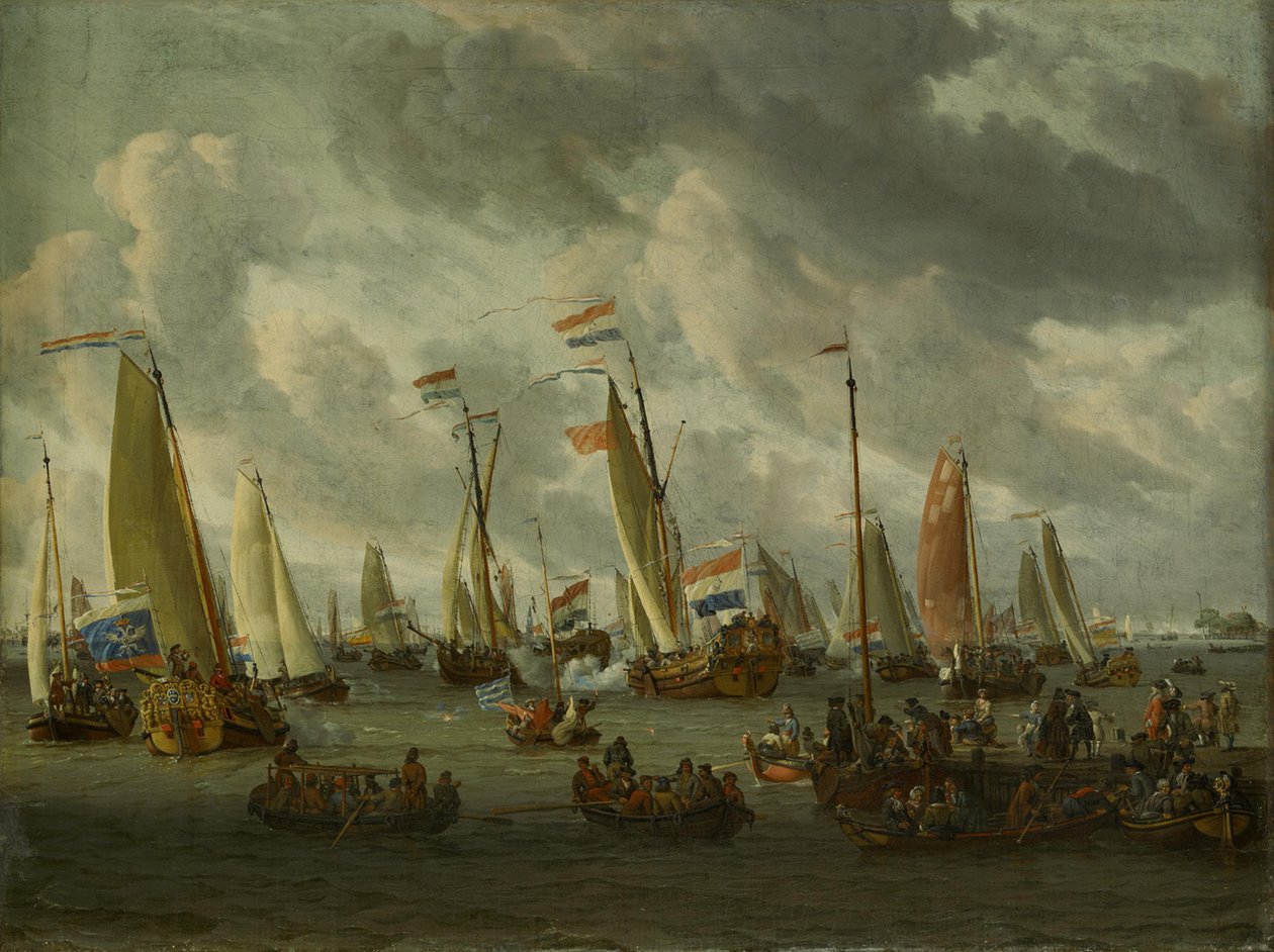 The Mirror Battle on the IJ in Honor of the Moscow Embassy (September 1, 1697) by Abraham Storck