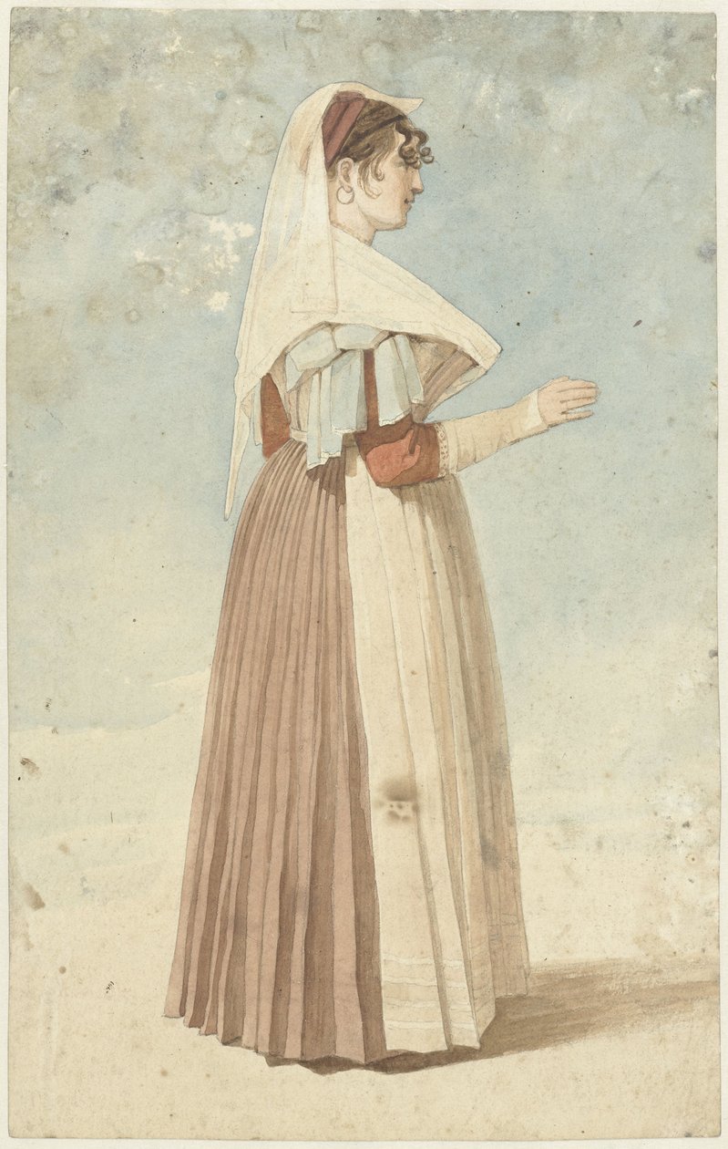 Standing Woman in Italian Costume, Facing Right by Abraham Teerlink