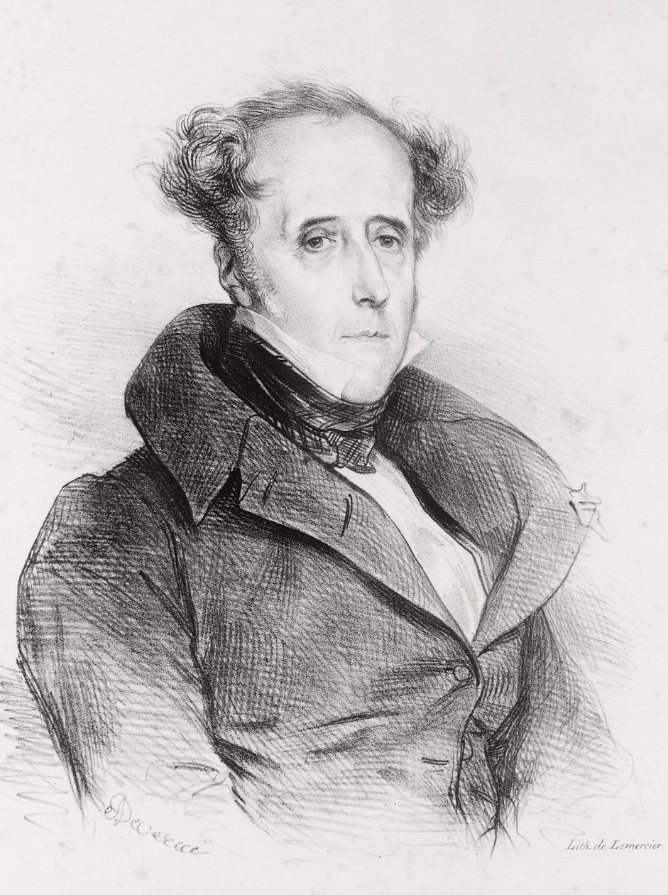 Francois-Rene, Vicomte de Chateaubriand, engraved by Lemercier by Achille Devéria