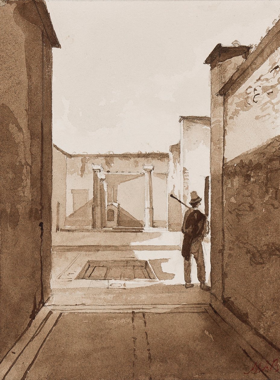 Courtyard at Pompeii, with additions by Princess Maria Annunziata di Borbone by Achille Vianelli