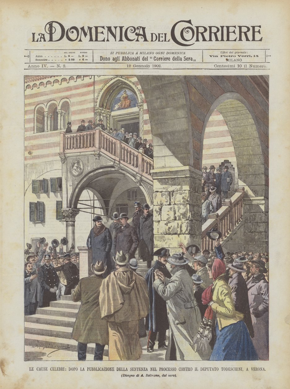 Famous Causes, After the Publication of the Sentence in the Trial Against Deputy Todeschini, in Verona by Achille Beltrame