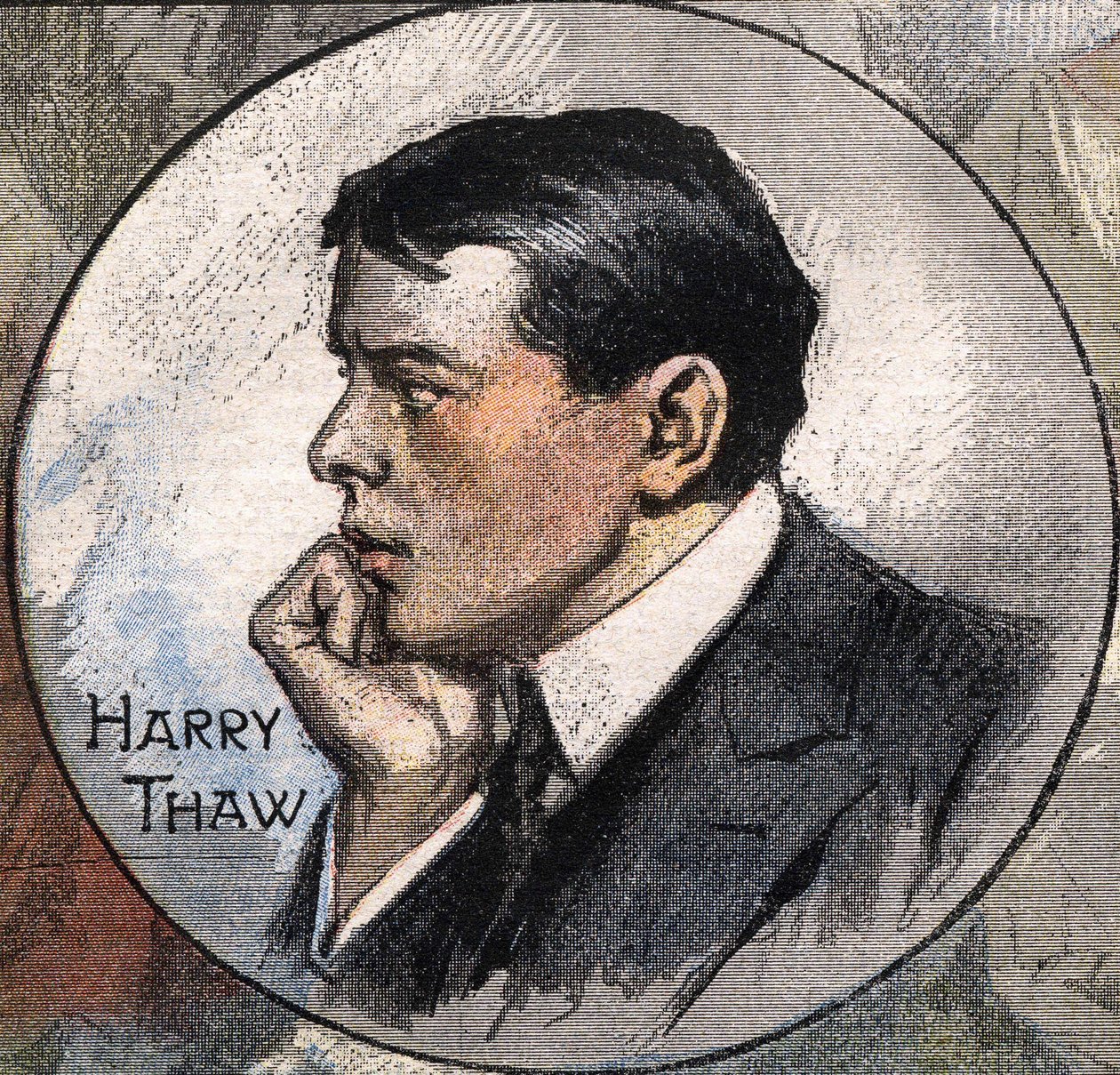 Portrait of Harry Thaw in 1907 during his trial by Achille Beltrame