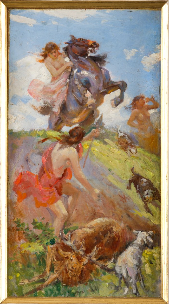 Amazons Hunting a Deer by Achille Boschi