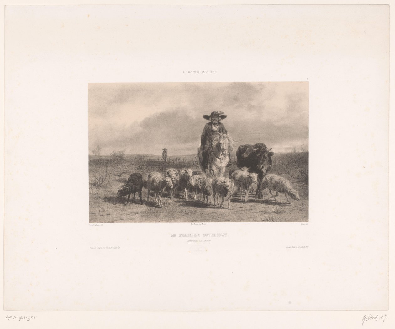 Farmer with Cattle and Sheep from Auvergne by Achille Isidore Gilbert