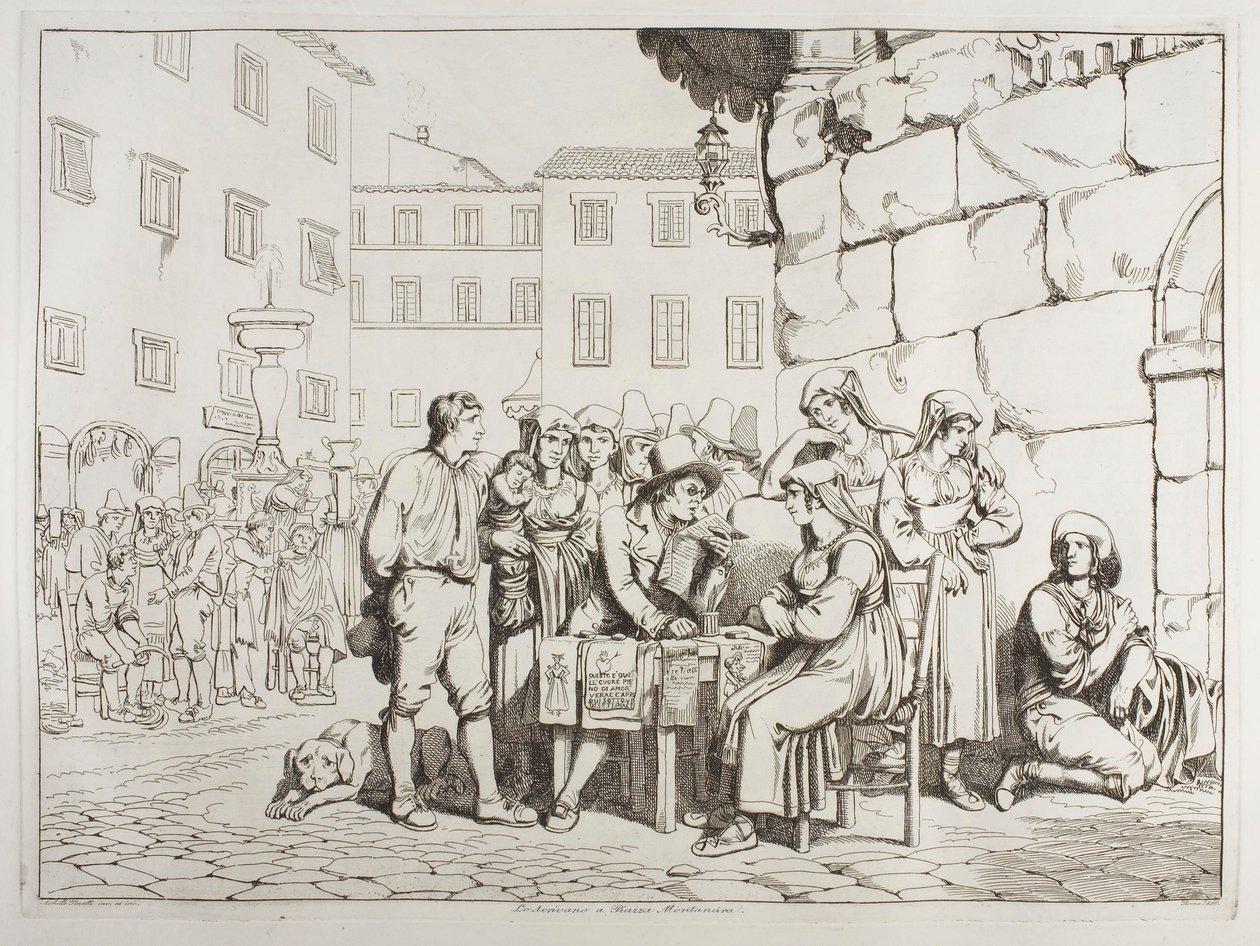 The Writer on Piazza Montanara by Achille Pinelli