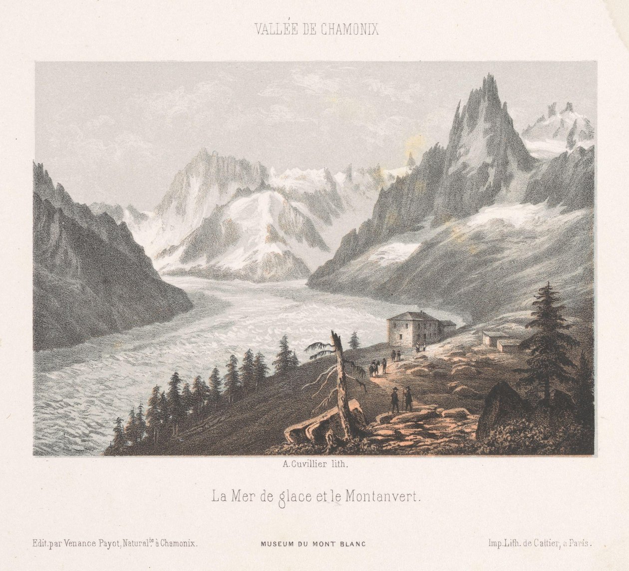 View of Le Chapeau Near the Mer-de-Glace Glacier by Ad. Cuvillier