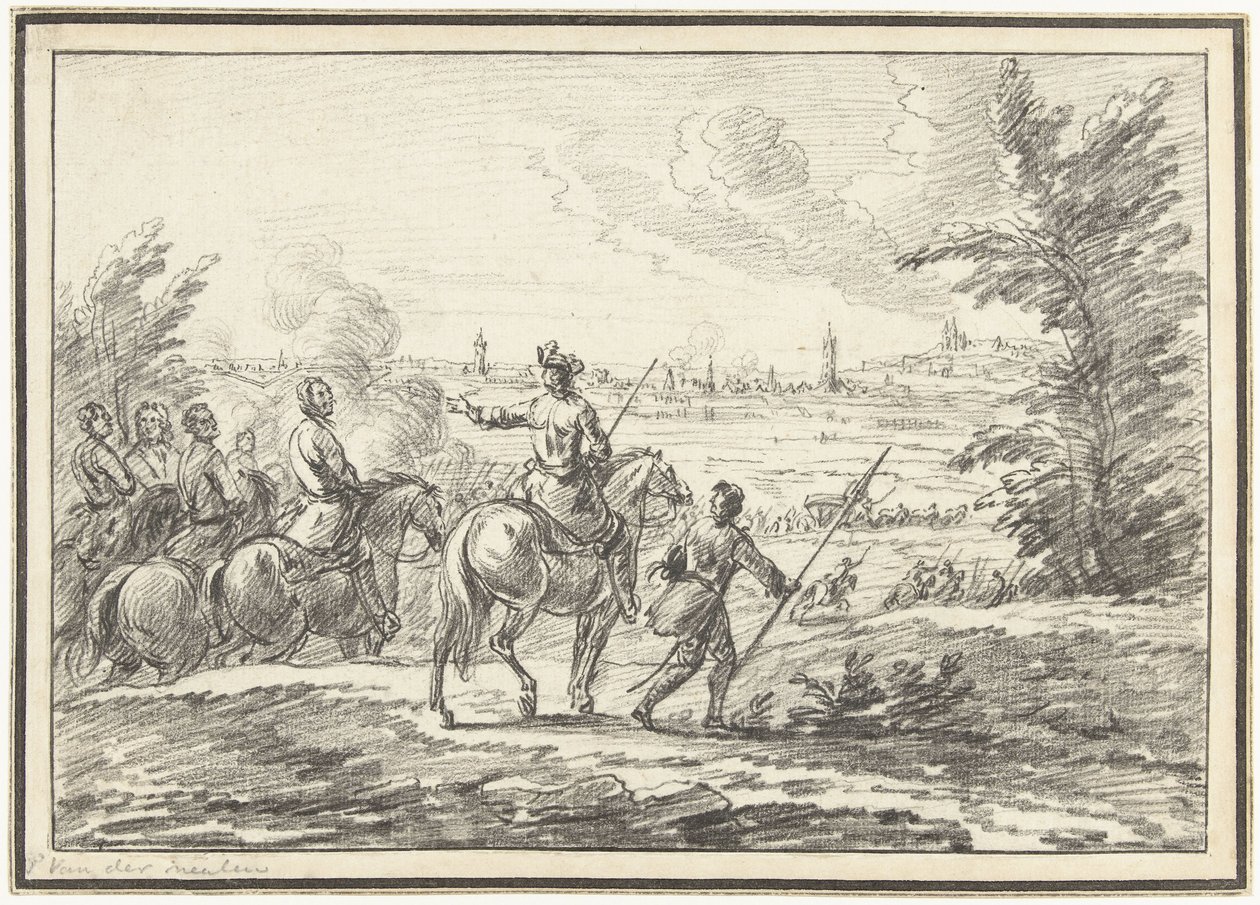 Riders on a Hill in Front of a City by Adam Frans van der Meulen (possibly)