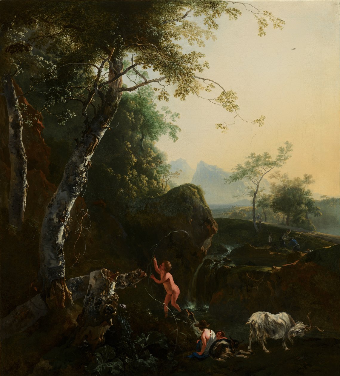 Mountainous Landscape with Waterfall by Adam Pynacker