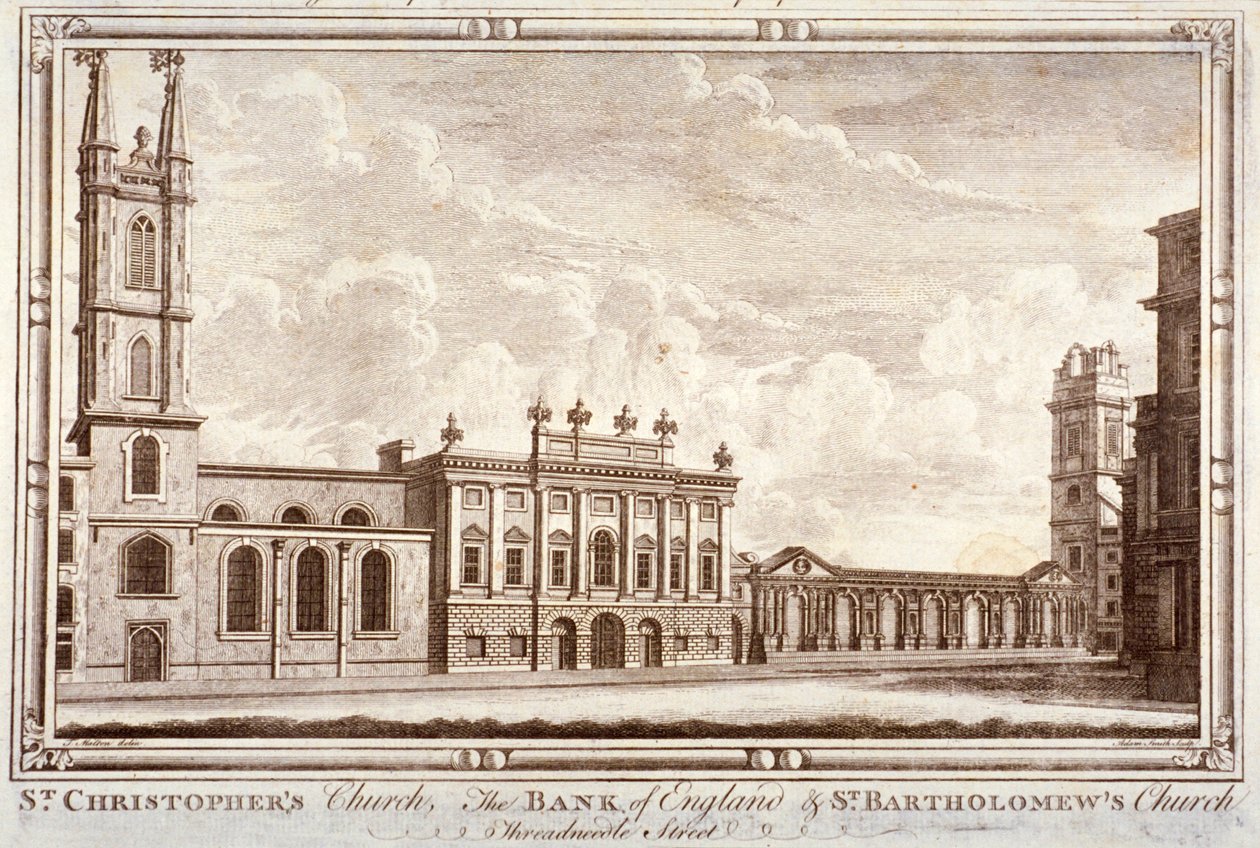 Bank of England, St Christopher-le-Stocks and St Bartholomew-by-the-Exchange, London, c. 1775 by Adam Smith
