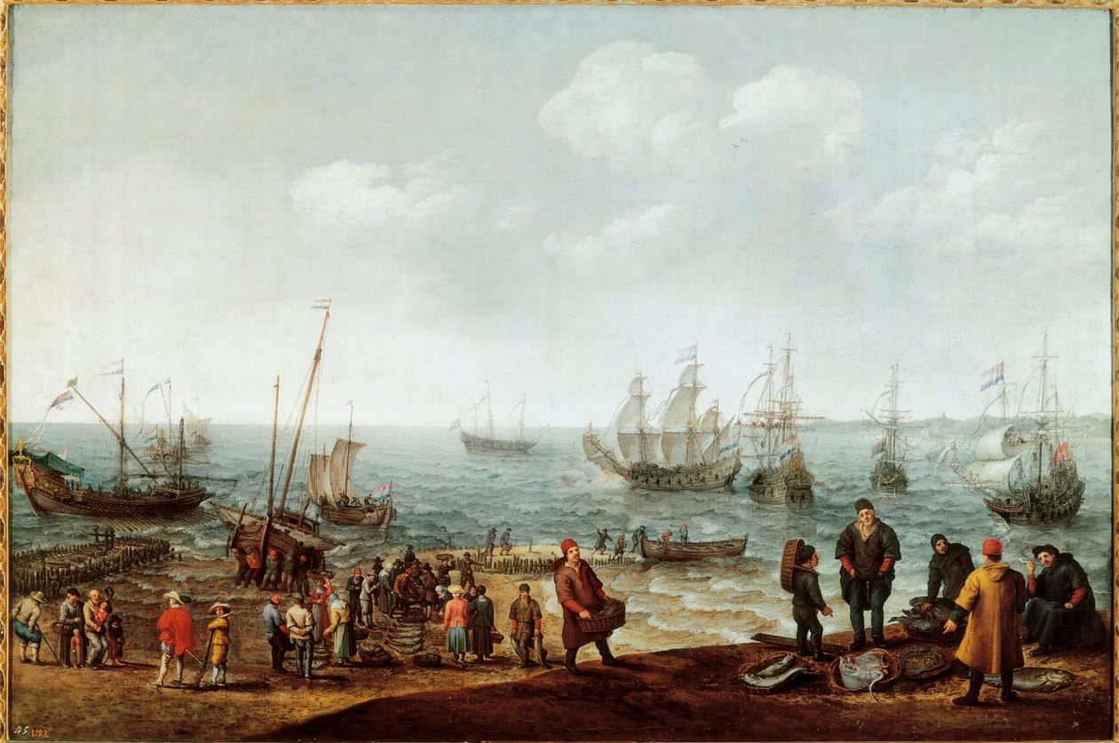 Beach with Fishermen by Adam Willaerts