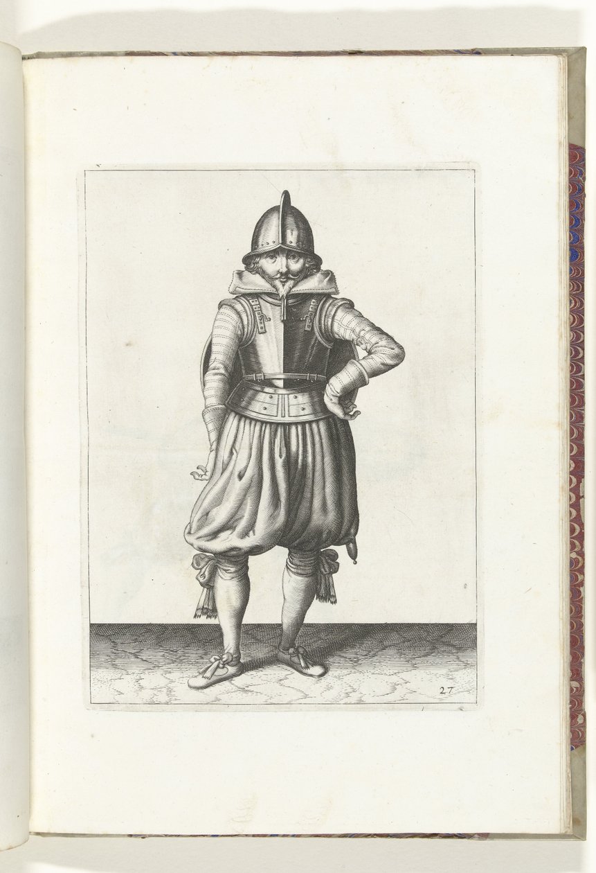 Exercise with Shield and Spear: The Soldier Standing at Rest with the Shield on the Back (No. 27), 1618 by Adam van Breen