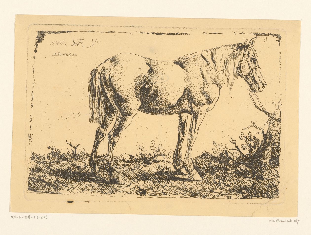 Horse by a tree by Adam von Bartsch