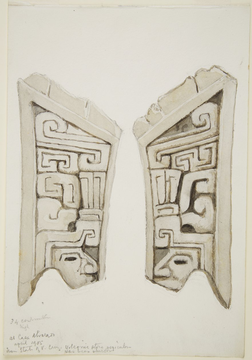 Arved stone relief from Veracruz, Mexico by Adela Breton