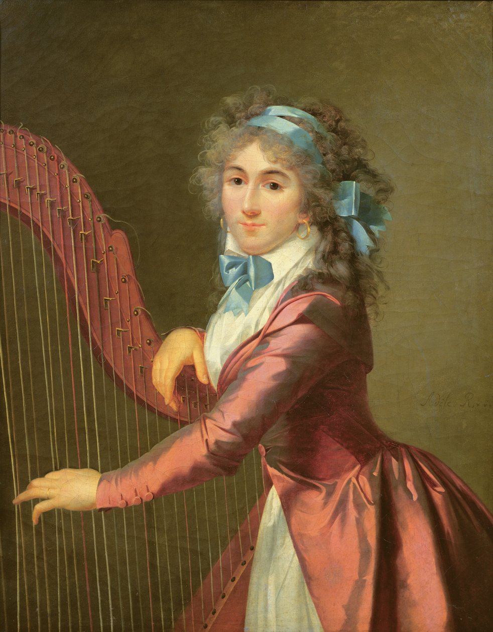 Portrait of a Young Harpist by Adele Romany: Fine art print