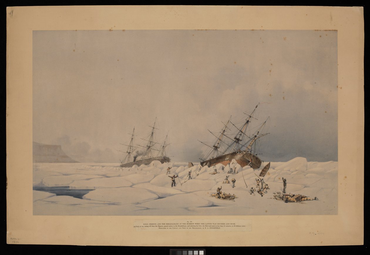 H.M.S. Phoenix and the Breadalbane at the Moment When the Latter Was Crushed and Sunk by Admiral Edward Augustus (after) Inglefield