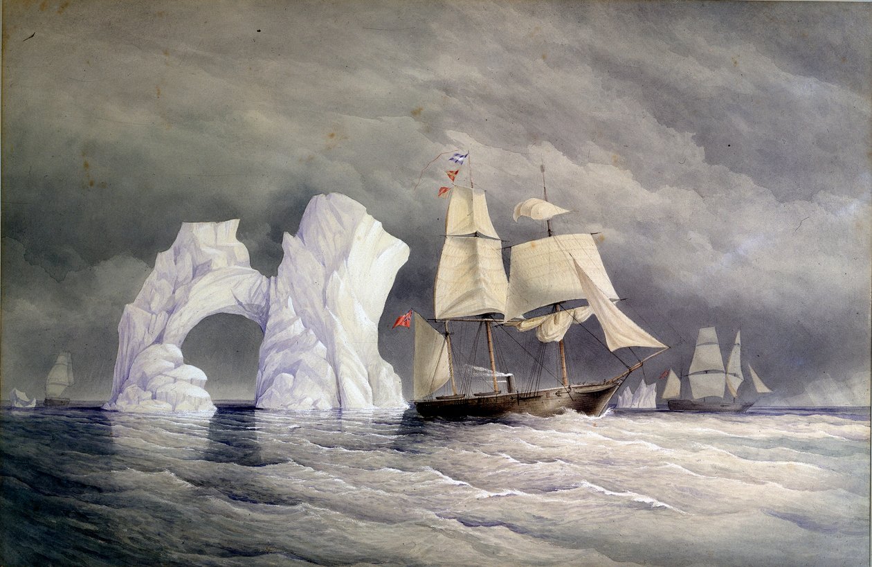 British Ships Phoenix, Talbot, and Diligence Crossing an Iceberg by Admiral Edward Augustus Inglefield
