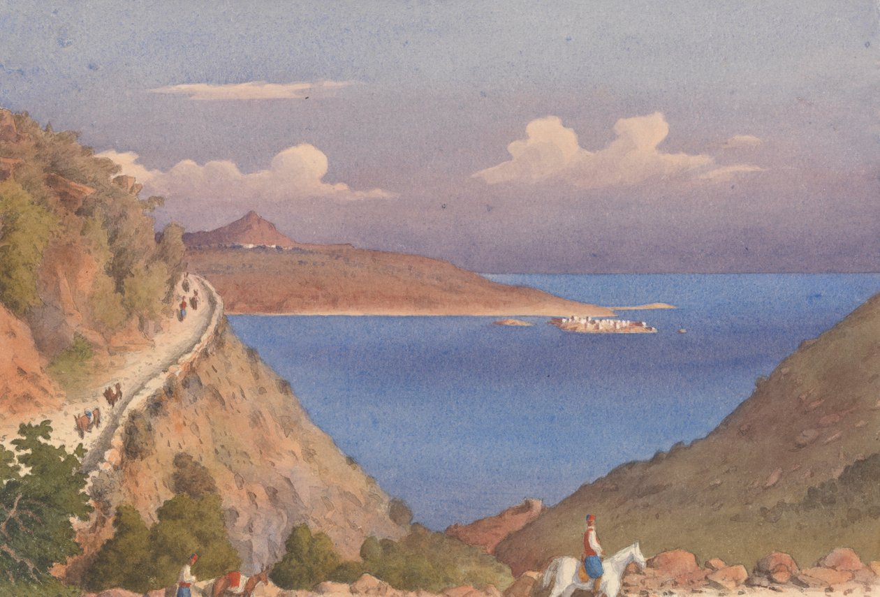 Fort of Suda [Souda], and entrance to Suda Bay, Candia [Crete], Octr. 24th 1857 by Admiral Sir Edward Gennys Fanshawe