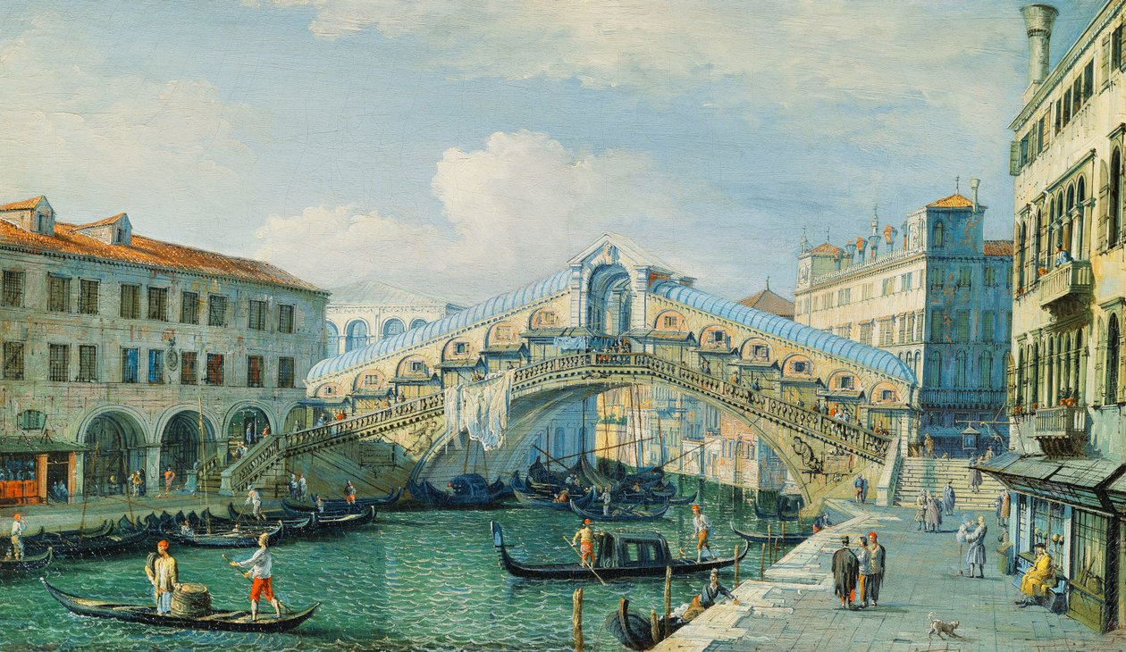 The Rialto Bridge at the Grand Canal, Venice by Adolf Sukkert