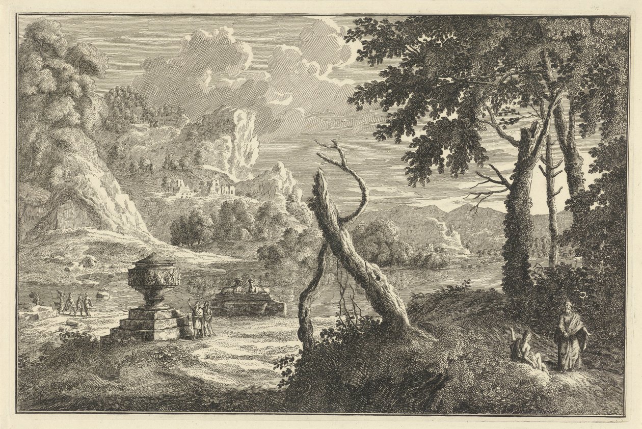 Arcadian River Landscape with Broken Tree by Adolf van der Laan