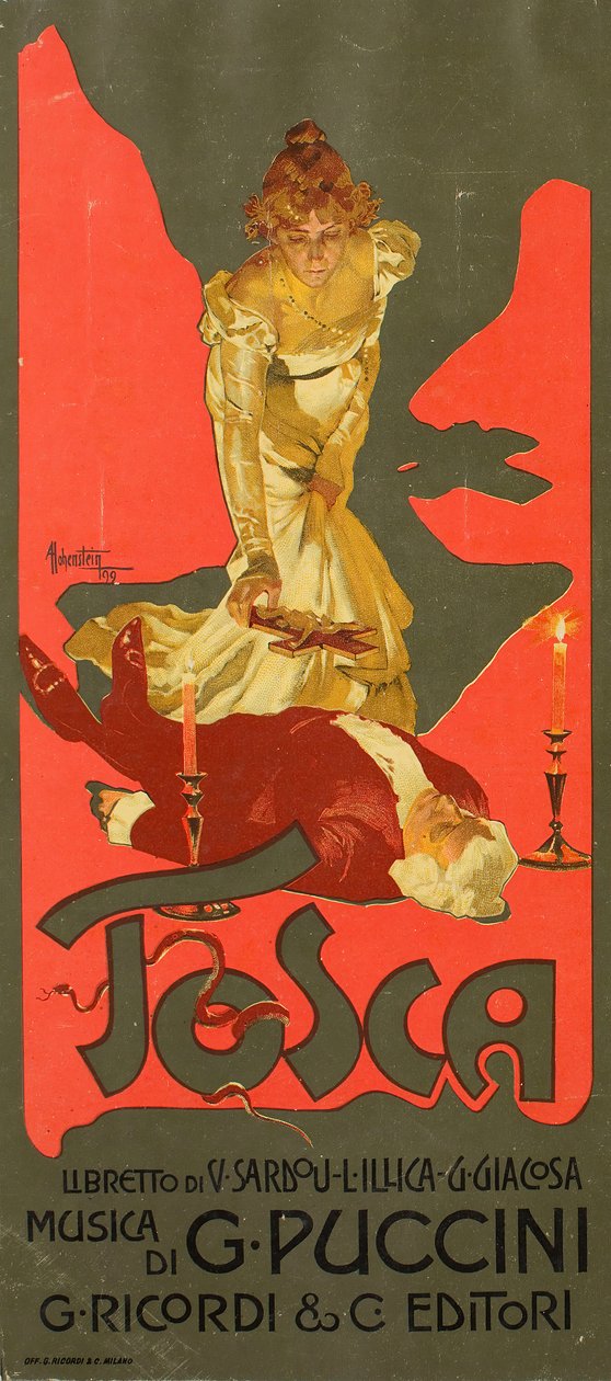 Poster for the Opera Tosca by G. Puccini, 1899 by Adolfo Hohenstein