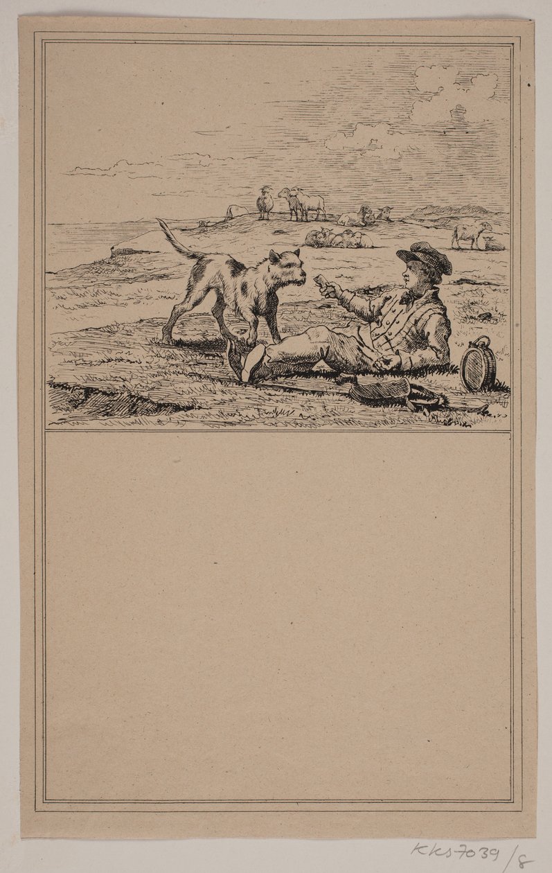 The Shepherd and the Dog. Nr. 7 in Chr. Winther and M. Rørbye, "25 Pictures for Small Children" by Johan Adolph Kittendorff