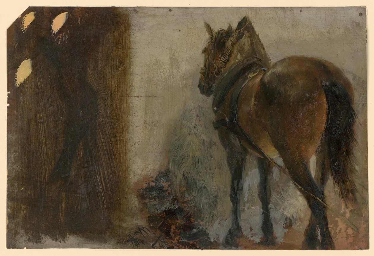 Harnessed Horse by Adolph Menzel