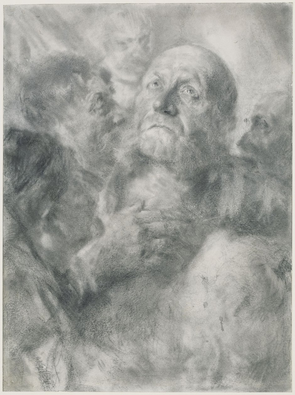 Old Man Looking Up and Four Faces by Adolph Menzel
