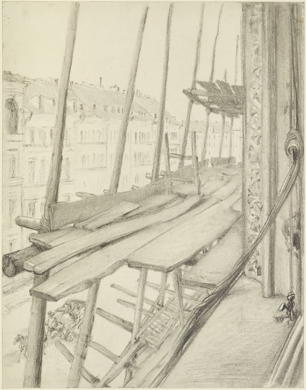 View from the Window onto Scaffolding and the Street by Adolph Menzel