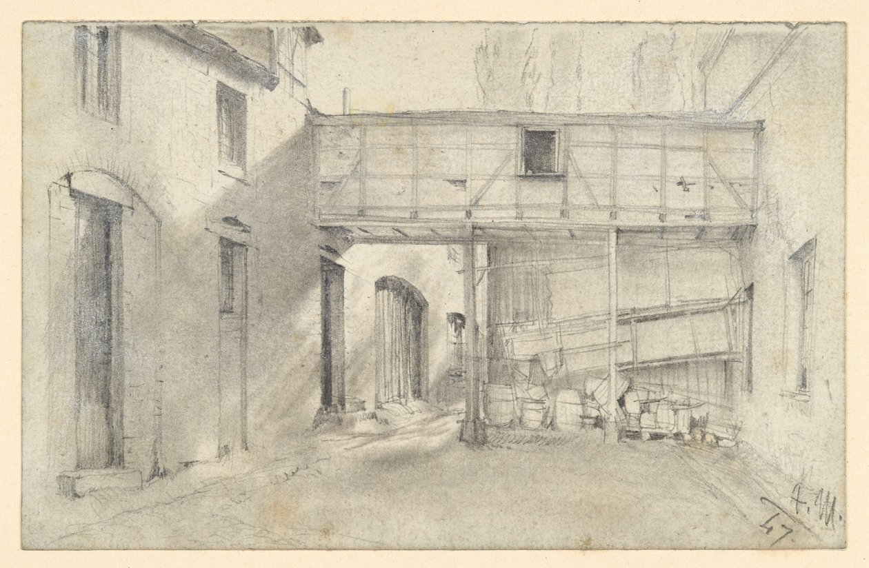 View into a Courtyard by Adolph Menzel