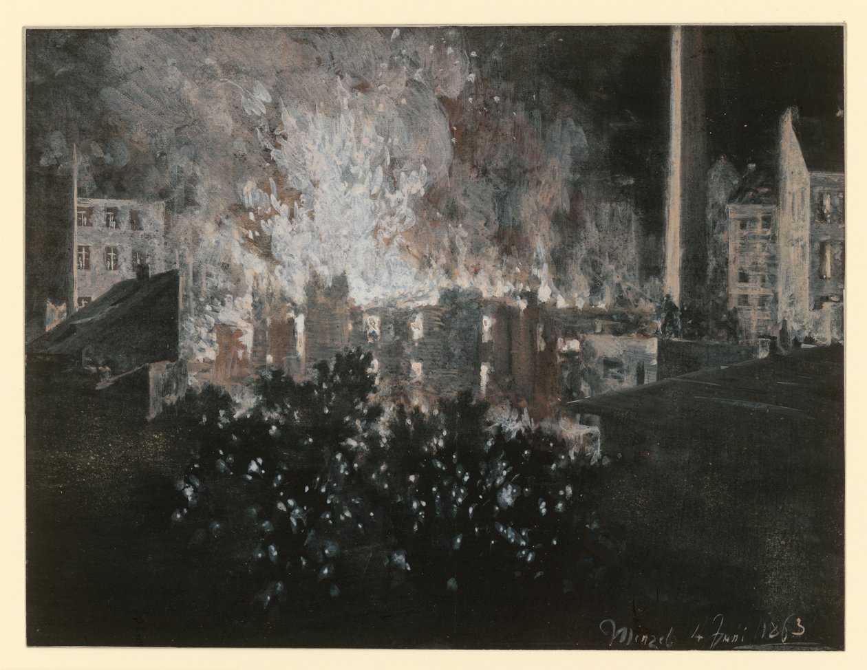 Fire in a House by Adolph Menzel