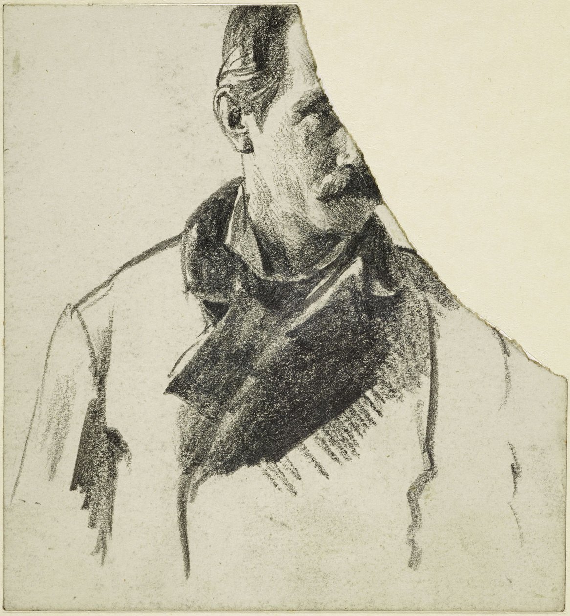Bust of a Man with Mustache, Head Turned to the Right by Adolph Menzel