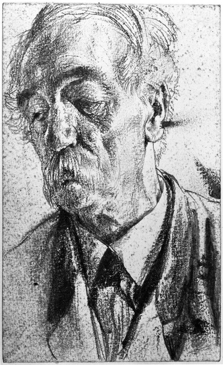 Portrait of an Older Man with Mustache by Adolph Menzel