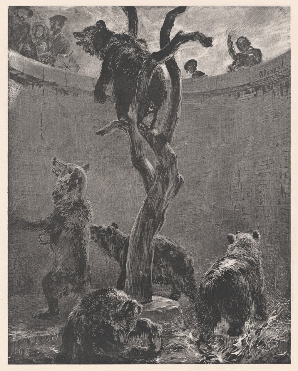 The Bear Pit in the Zoological Gardens by Adolph Menzel