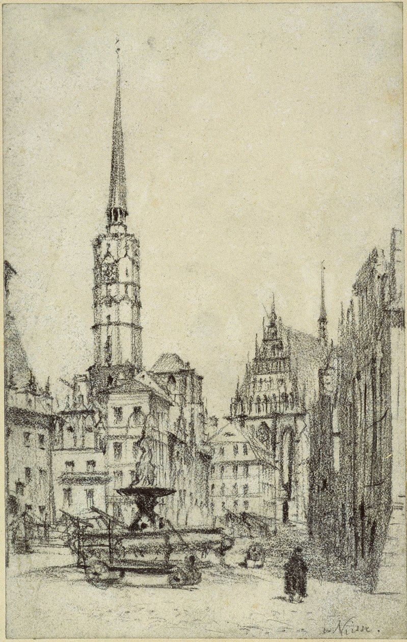 The Marketplace in Neisse by Adolph Menzel